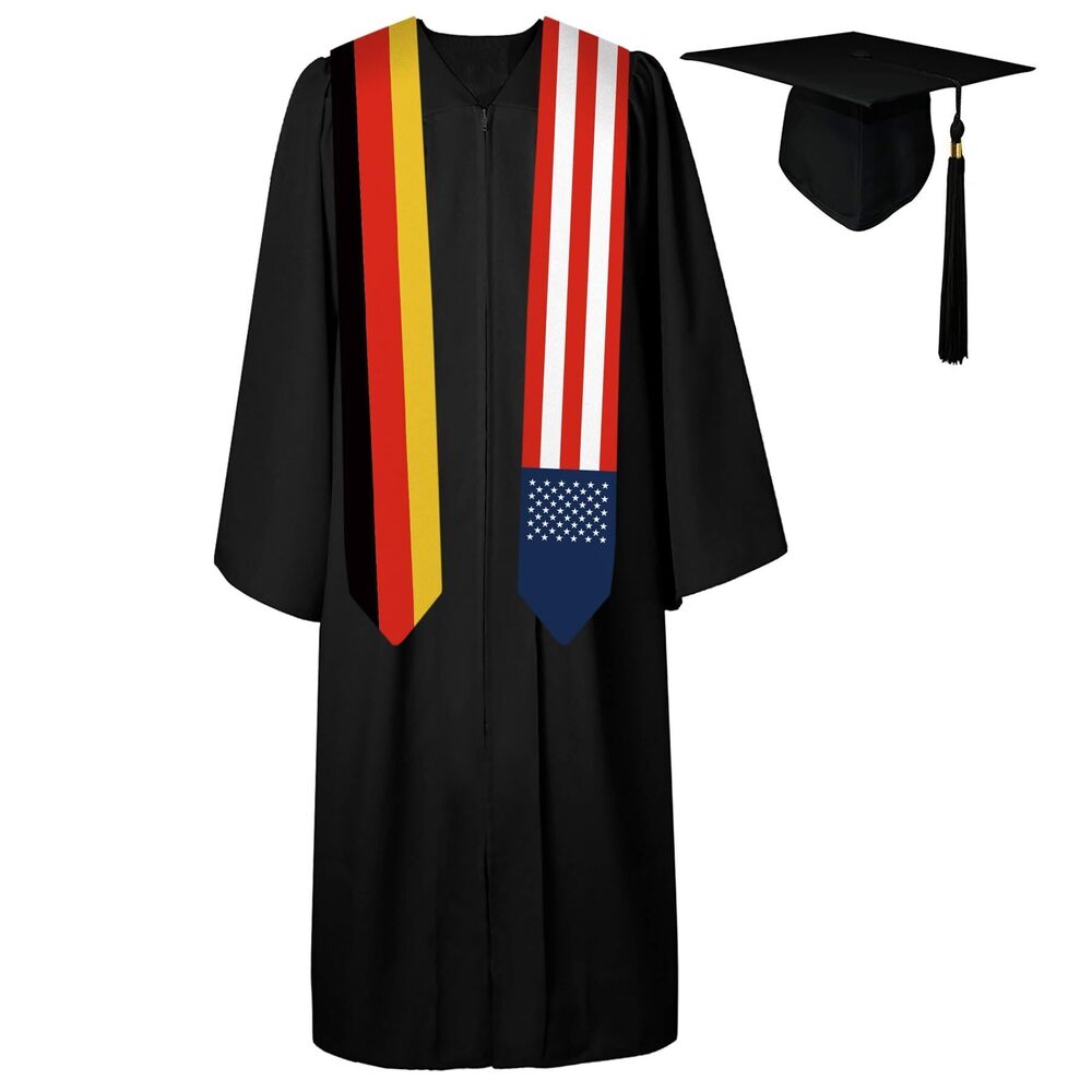 6268 72 Inch Germany Flag and USA Flag Graduation Sash Unisex Adults